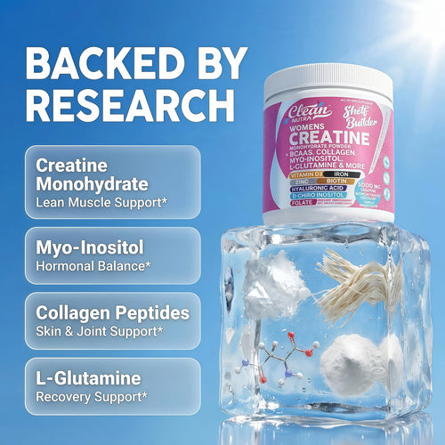Creatine for Women | Creatine Monohydrate + BCAA Powder Myo-Inositol Collagen Biotin Hyaluronic Acid Folate L Glutamine Vitamin D3 Iron Zinc D-Chiro-Maca Digestion Shelf Builder By Clean Nutra,TROPICAL ORANGE FLAVOR