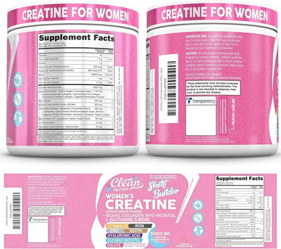 Creatine for Women | Creatine Monohydrate + BCAA Powder Myo-Inositol Collagen Biotin Hyaluronic Acid Folate L Glutamine Vitamin D3 Iron Zinc D-Chiro-Maca Digestion Shelf Builder By Clean Nutra,TROPICAL ORANGE FLAVOR